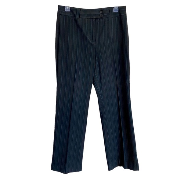 Career Black Pinstripe Straight Leg Slacks Pants 10 Office Siren Corpcore Office - Picture 1 of 10